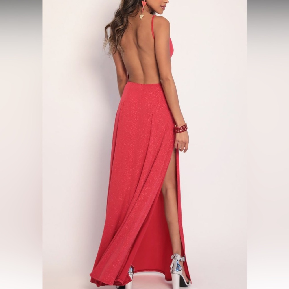 Lucy in the sky Sparkling Maxi Dress in Red - Picture 2 of 11